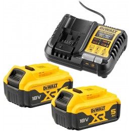 2 BATTERIES 18v DEWALT DCB184 5Ah LI-ION + CHARGEUR DCB1104